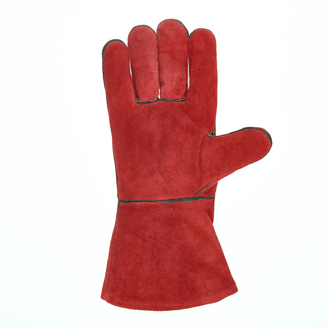 Краги спилковые красные Трек на меху